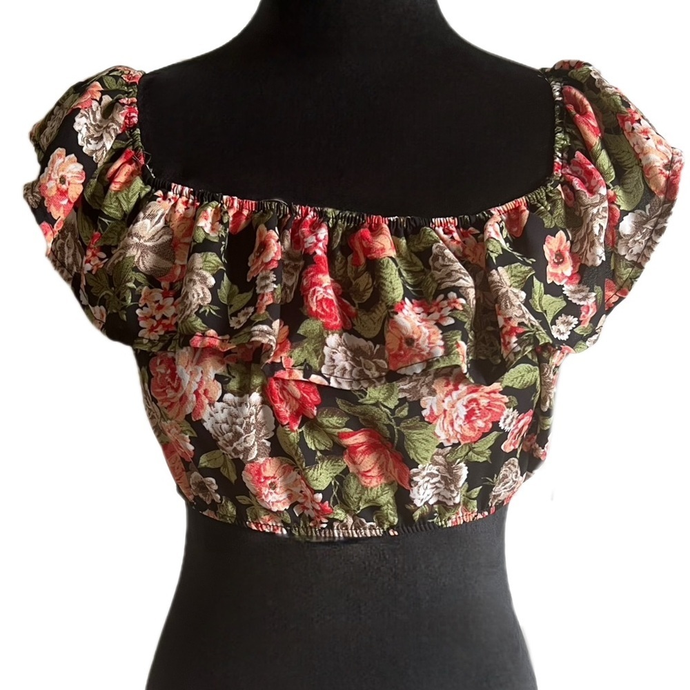 PERSAYA- Floral Ruffle Crop Top (XS) NWOT - Picture 4 of 4
